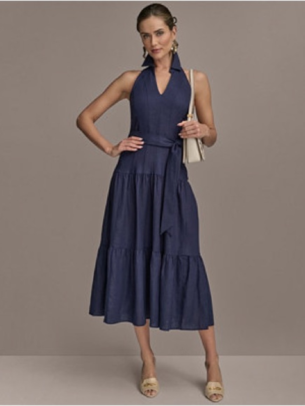 Sleeveless Halter A-Line Dress